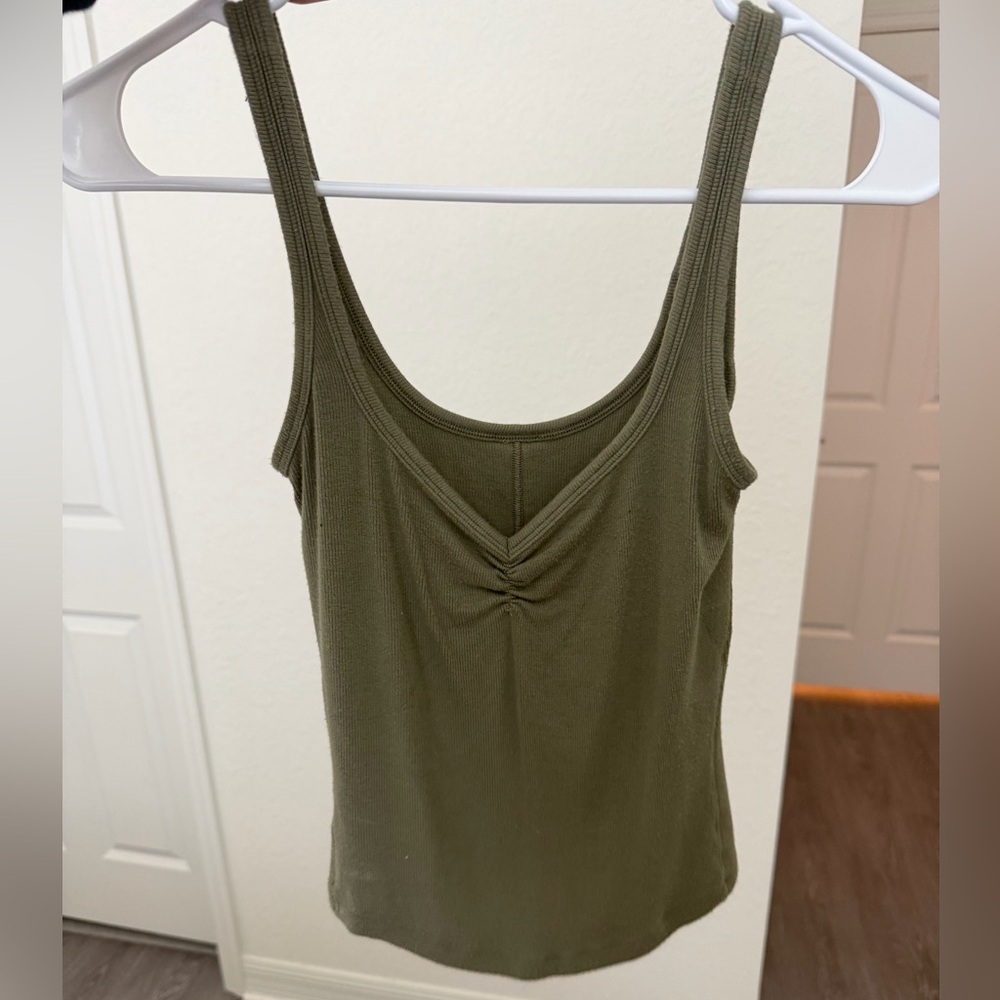 lululemon Hold Tight Olive Scoop Ruched Tank